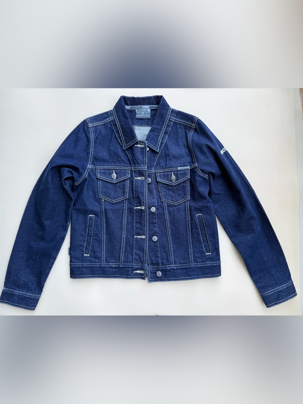Vintage Mecca DNM Denim Jacket Size M Dark Wash Contrast Stitch Y2K 90s